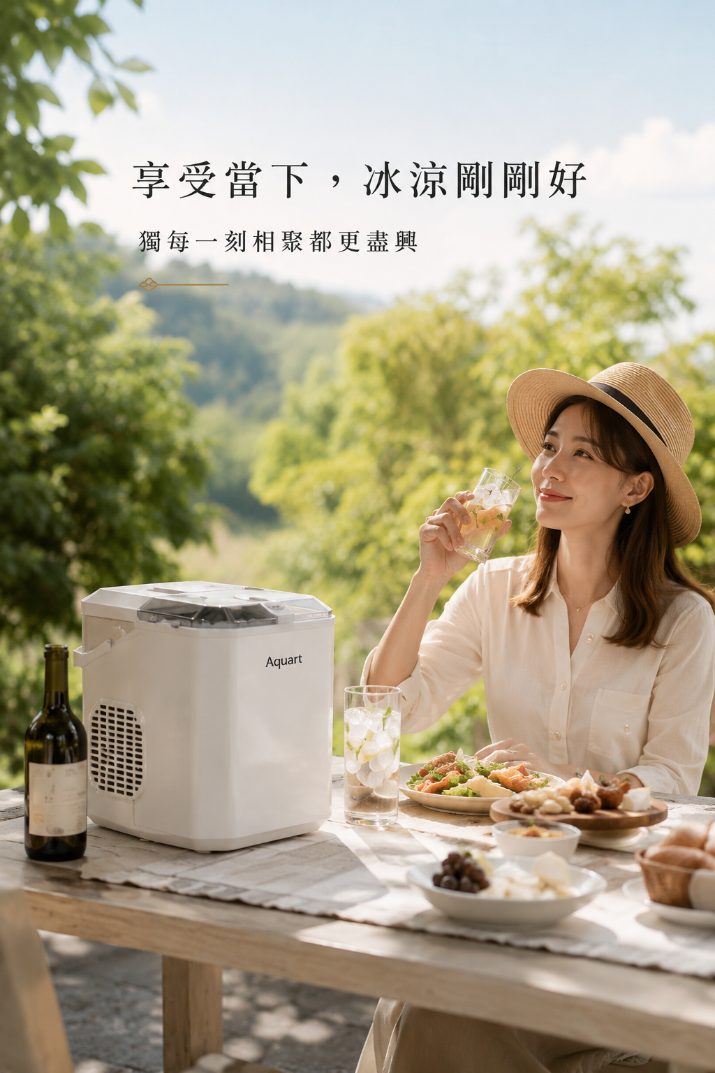 TAQ-12G 製冰機在戶外餐桌上使用