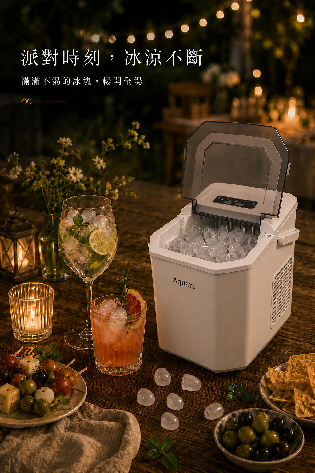 TAQ-12G 製冰機在夜間派對餐桌上