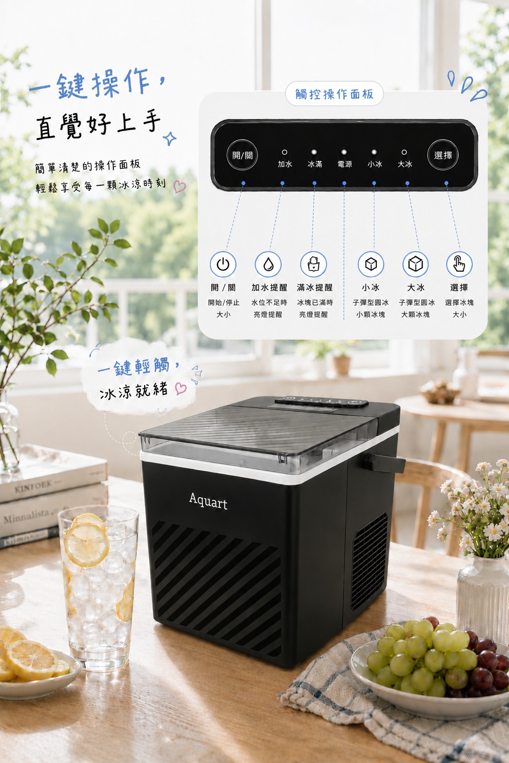 TAQ-12V 觸控操作面板按鍵與指示燈說明
