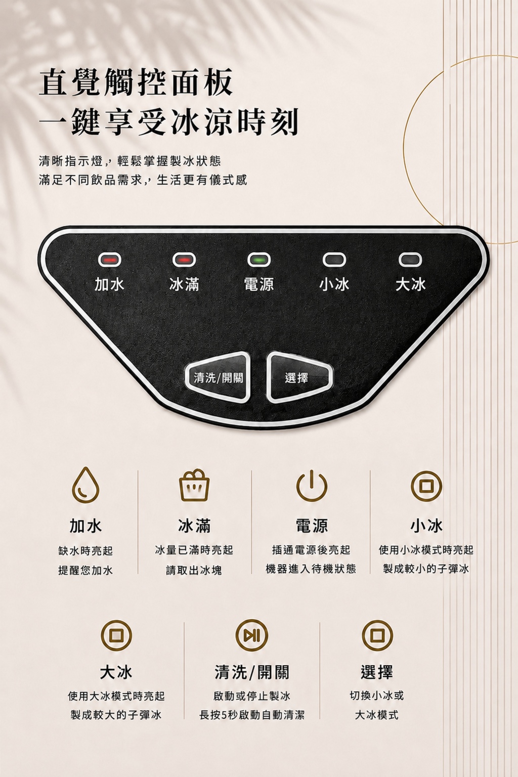 TAQ-15BS 面板指示燈與按鍵說明