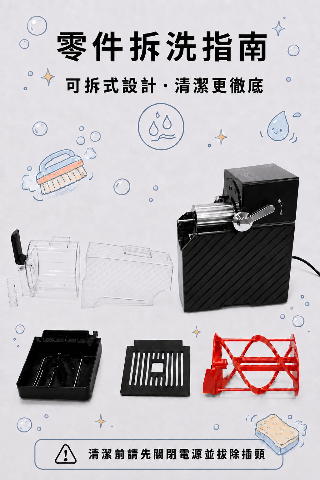 零件拆洗指南：可拆式設計，清潔更徹底